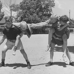 Photograph - Boys Playing 'Cock Fighting' Game, Dorothy Howard Tour, Melbourne, 1954-1955