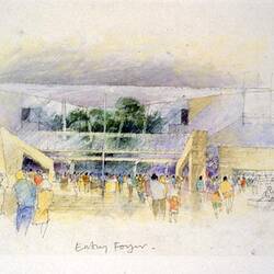 Architectural Drawing -  Entry Foyer Melbourne Museum, Barrie Marshall,  1994