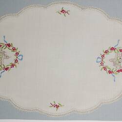 Tray Cloth - Embroidered Linen, Centenary of Victoria, 1934
