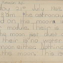 Student Work - Moon Landing, Susan Kewin, Altona Primary School, 21 Jul 1969