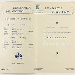 Programme - MV Oceania, Lloyd Triestino Line, Concert Program, 20th Oct 1955