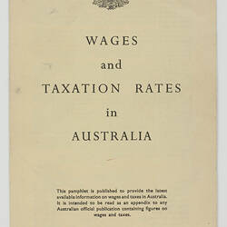 Leaflet - Wages and Taxation Rates in Australia, 1962