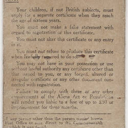 Certificate of Registration - Laszlo Gaal, 1957