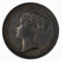 Coin - Shilling, Queen Victoria Great Britain, 1844 (Obverse)