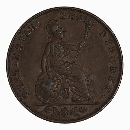 Coin - Farthing, Queen Victoria, Great Britain, 1839 (Reverse)