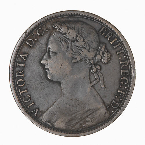 Coin - Penny, Queen Victoria, Great Britain, 1878 (Obverse)