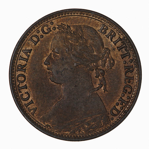 Coin - Farthing, Queen Victoria, Great Britain, 1879 (Obverse)
