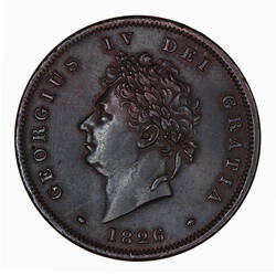 Coin - 1 Penny, George IV, Great Britain, 1826 (Obverse)