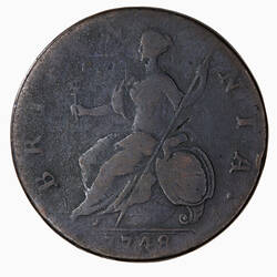 Coin - Halfpenny, George II, Great Britain, 1748 (Reverse)