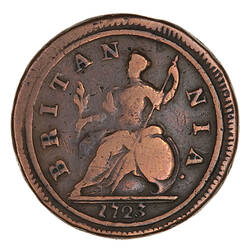 Coin - Halfpenny, George I, Great Britain, 1723 (Reverse)