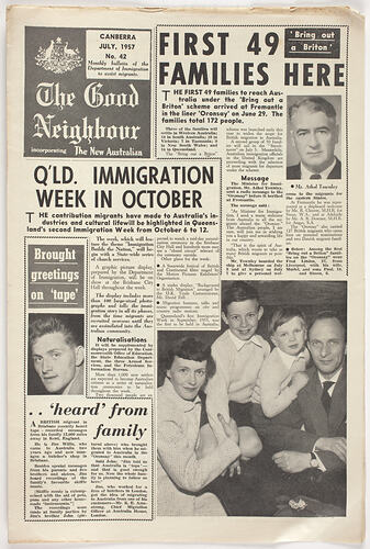 Newsletter - The Good Neighbour, Department of Immigration, No 42, Jul 1957
