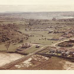 Photograph - Kodak Australasia Pty Ltd, Aerial View of Surrounding Farmland and Housing at the Construction Site of the Kodak Factory, Coburg, 1961