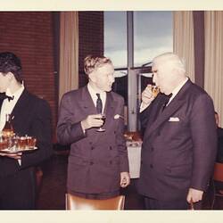 Photograph - Kodak Australasia Pty Ltd, Prime Minister Robert Menzies & Dr Neil Lewis at the Reception of the Official Opening of the Kodak Factory, Coburg, 1961