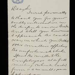Letter, H. V. McKay to Prime Minister Andrew Fisher, 1911