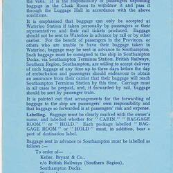 Booklet - Sitmar Line, ' MV Fairsea Preliminary Embarkation Instructions', circa 1950s