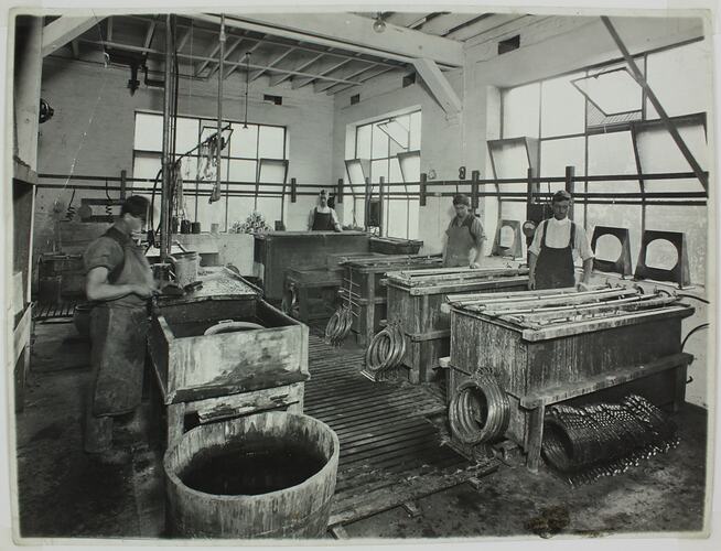 Photograph - Hecla Electrics Pty Ltd, Workers Shaping Metal Components, circa 1930