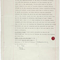 Typed page with red margins drawn in.