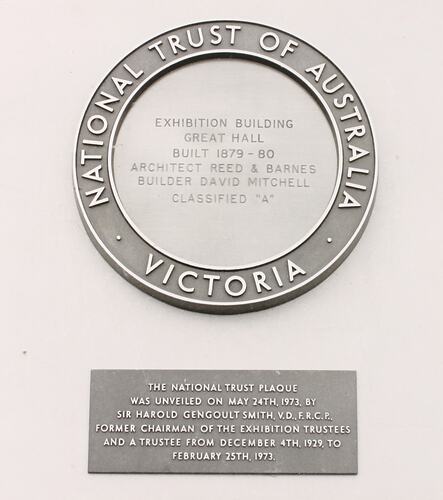 Photograph - National Trust of Australia Plaque, Royal Exhibition Building, Melbourne, circa 1973
