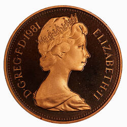 Proof Coin - 2 New Pence, Elizabeth II, Great Britain, 1981 (Obverse)