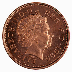 Coin - 1 Penny, Elizabeth II, Great Britain, 1999 (Obverse)
