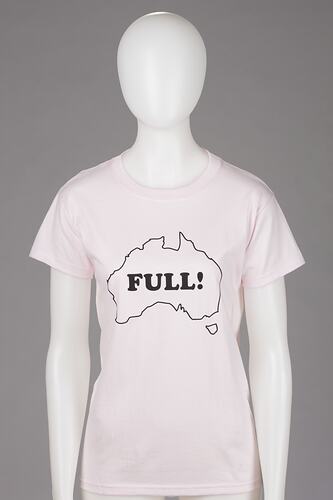 Pink t-shirt, "Full!" written inside Australian map outline.