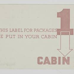 Baggage Label -Orient Line 1, S.S. 1st Class Passenger, Cabin, Rectangular, Fawn, circa 1930s