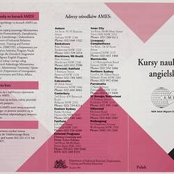 Leaflet - English Classes, A.M.E.S., Polish Text, 1991