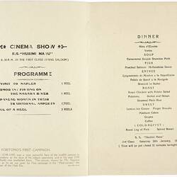 Menu - SS Husimi Maru, NYK Line, Dinner, 28 Jan 1939