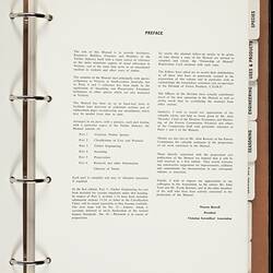 White page in 4 ring binder with black typed text.