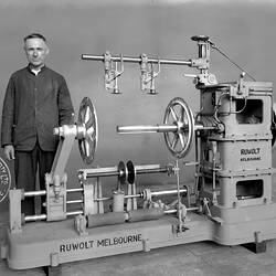 Glass Negative - Chas Ruwolt Pty Ltd, Rubber Tyre Making Machine for Olympic Tyre & Rubber Co., 1934