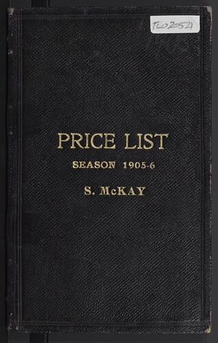 Price List - H.V. McKay, Victoria, 'S.McKay', 1905