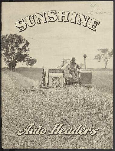 Catalogue - H.V. McKay Massey Harris, Sunshine Auto Headers, circa 1934