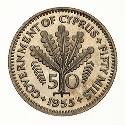 Proof Coin - 50 Mils, Cyprus, 1955