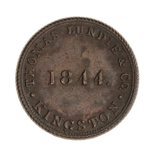 Advertising check - Thomas Lundie & Co., Kingston, Jamaica, 1844