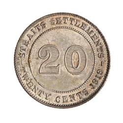 Coin - 20 Cents, Straits Settlements, 1919