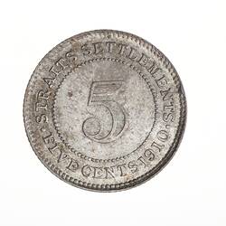 Coin - 5 Cents, Straits Settlements, 1910