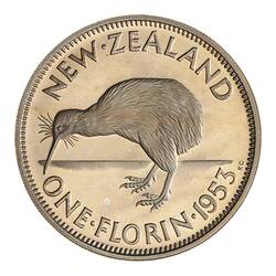 Proof Coin - Florin (2 Shillings), New Zealand, 1953