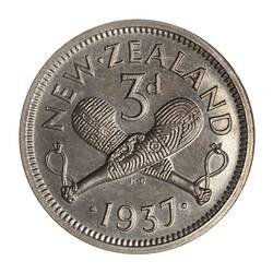 Proof Coin - 3 Pence, New Zealand, 1937