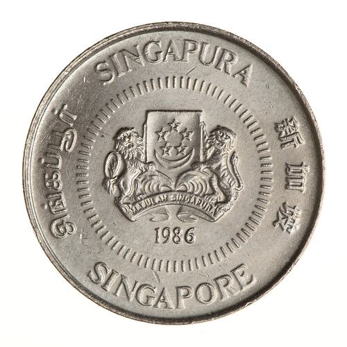 Coin - 10 Cents, Singapore, 1986