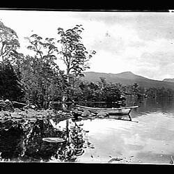 Glass Negative - Boat on Lake St Clair, by A.J. Campbell, Tasmania, 1928