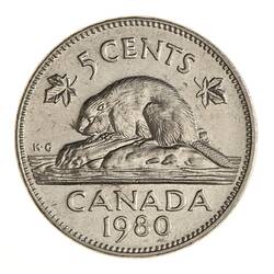 Coin - 5 Cents, Canada, 1980