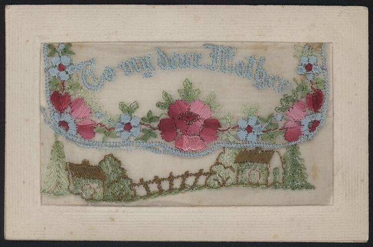 Postcard - 'To My Dear Mother', Embroidered, Carte Postale, World War I, 1914-1918