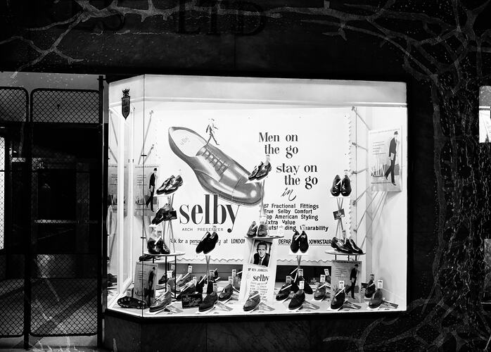 Selby Footwear, Window Display, London Stores Building, Melbourne, Victoria, 1957