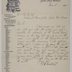 Letters - R. H. Martin, to H. V. McKay, Business in South Africa,  5 Jun 1901