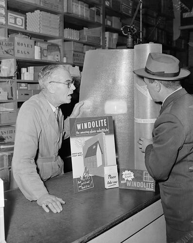 Men with Windolite Display, Melbourne, Australia, 1956