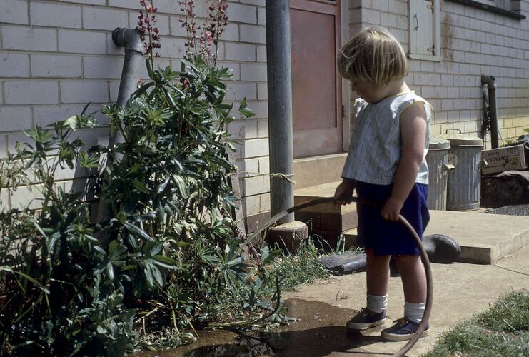 Catherine Black Waters the Garden, Newbury, Victoria, Feb 1970