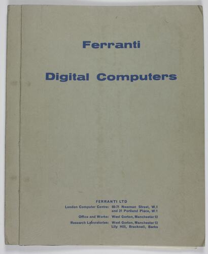 Proposal - Ferranti Sirius Computer, Equipment and Services, 1961