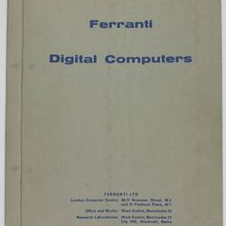 Document - Ferranti, Proposal, Equipment and Services, Sirius Computer, 1961