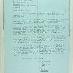 Aerogramme - To Mr & Mrs Ward from Methodist Church Immigration Committee, Kew, Victoria, 13 Jul 1961