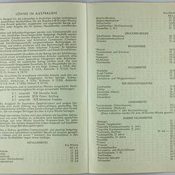Leaflet - 'Lohn - und Steuersatze in Australien', Commonwealth of Australia, No.12, Oct 1958
